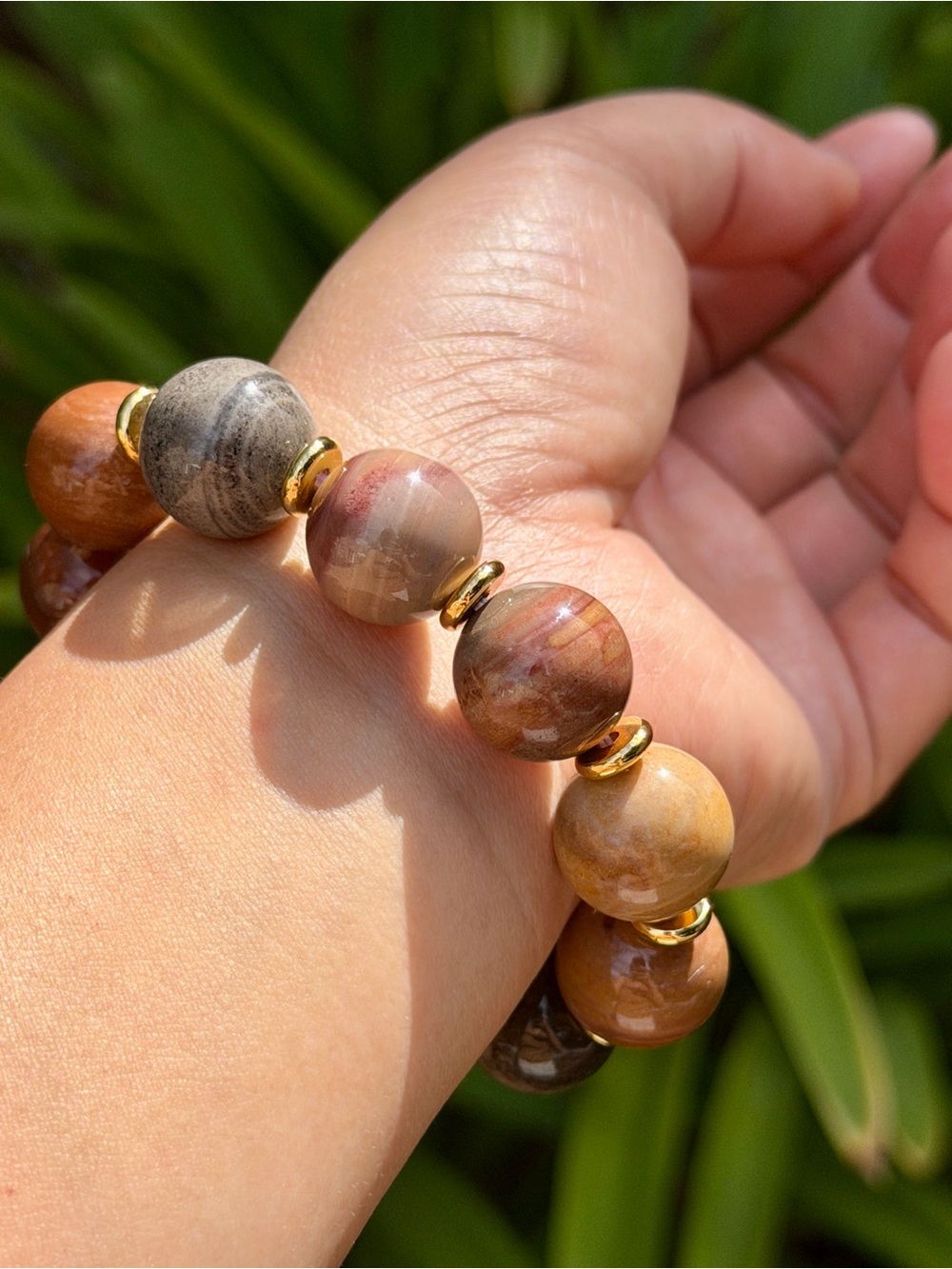16mm Chunky Earth Tone Banded Jasper Bracelet 2629 - Picture 5 of 6